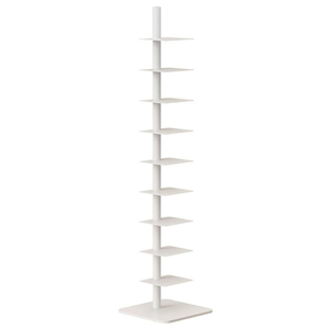 9-Tier Spine Bookshelf, Metal Bookcase, Vertical Spine Book Tower, Tall Narrow Ladder Book Shelf, Corner Shelf for Small Space, Multipurpose Storage Rack Display Book Shelf for Home Office(White)