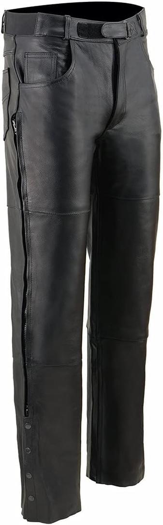Milwaukee Leather SH1150 Men's Black Leather Motorcycle Over Pants with Jean Style Pockets (32)