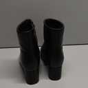 Women's Ankle Boots Pointed Toe Chunky Block Heel Short Boots for Women Low Heeled Booties (7, Black/Pu)