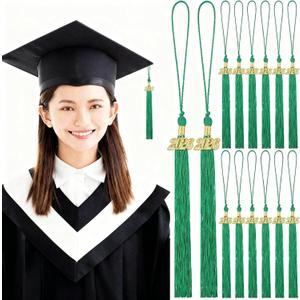 Yaomiao 14 Pieces 2026 Year Charm Graduation Tassel Academic Graduation Hat Tassel with Decoration for Graduates Ceremonies Parties Accessories(Green)