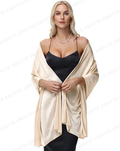 Set of 2 Packs, AWAYTR Silky Sheer Shawls and Wraps for Women Evening Dresses Soft Silky Wraps Wedding Bridal Scarf