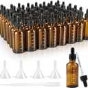 48 PCS, 2 oz Tincture Bottles with Precise Scales Dropper Bottles for Essential Oils 50ml Amber Glass Bottle with Eye Droppers, Perfumes & Lab ChemicalsLeak Proof Travel Bottle for Liquids