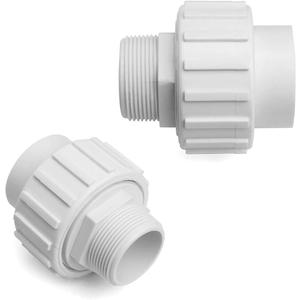 XtremepowerUS 2-Pieces Universal 1.5" PVC x 1.5" Slip Union Socket Joint Adapter Fitting Quick Connector Replacement (Male X Slip) Pool Spa Pump