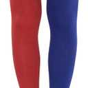 Zando Womens Thigh High Socks Striped High Knee Socks Knee High Socks for Cosplay Long Socks Over the Knee Leg Warmers (One Size, Red Blue)