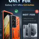 FNTCASE for Samsung Galaxy S21-Ultra Case: Military Grade Rugged Cell Phone Cover with Kickstand | Shockproof TPU Protection Bumper Matte Textured Design for Samsung S21 Ultra Cases 6.8 inches(Orange)