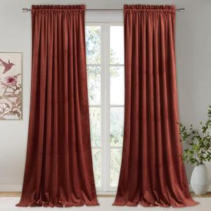 StangH Rust Velvet Curtains for Bedroom, Luxury Room Darkening Window Drapes Thermal Insulation Noise Reduction Door Panels for Dining Room/Nersury, W52 x L84, 2 Panels (Autumn Series - Rust)