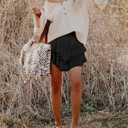 MIFOCAL Flowy Shorts for Women Casual Boho Ruffle Tiered Skorts High Waist Mini Skirts Golf Tennis Crochet Shorts (Pink, L)