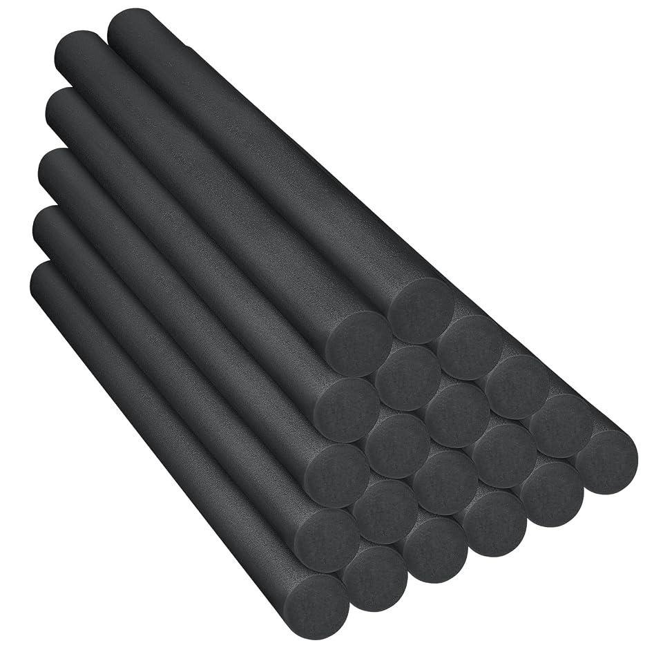 Frienda 20 Pcs Solid Pool Noodles 1.57 x 35.83 Inch Craft Foam DIY Craft Foam Swimming Pool Noodles Round Tube for Kids Floating Craft Projects(Black)