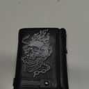 Men's Wallet With Chain Skull Trifold Wallets For Men,Soft Leather Wallet Chains Rfid Blocking Cool Mens Gift Idea (Black)