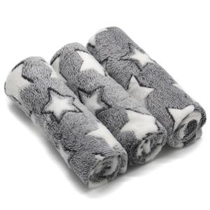 Puppy Blankets Cat and Dog Blankets Super Soft Warm Sleep Mat Grey Star Cute Print Blanket Fluffy Fleece Pet Blanket Flannel Throw for Small Dogs Puppy Dogs Cats Small (23"x16") (Pack of 3)