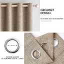 MIULEE 100% Blackout Linen Textured Curtains for Bedroom Solid Thermal Insulated Copper Brown Grommet Room Darkening Curtains & Drapes Luxury Decor for Living Room Nursery 52 x 96 Inch (2 Panels)