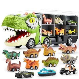 JOYIN 13 in 1 Dinosaur Toys for Kids 3-5, Dinosaur Truck with 12 Pull Back Cars, Birthday Gifts Toys for 3 4 5+ Year Old Boy, Transport Carrier Truck for Toddlers, Easter Kids Gifts