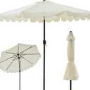 9FT Scalloped Patio Umbrella with Crank & Tilt, Wind Vent,UV-Resistant Outdoor Umbrella with Wavy Trim,Wind Resistant Patio Umbrella for Terrace,Courtyard,Lawn