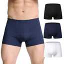 Men’s Incontinence Underwear – Upgraded 250ml Absorbency, Leakproof Boxer Briefs with Front-to-Back Leak Protection – Washable Reusable Cotton Incontinence Briefs for Heavy Bladder Leakage, 3-Pack XL