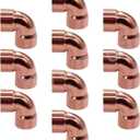 Joywayus 10PCS 3/8" Copper 90 Degree Elbow Coupling Sweat Solder Pipe Fitting Pressure Plumbing Solder Connection