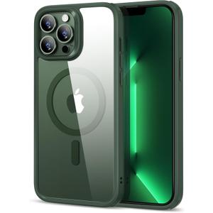 ESR for iPhone 13 Pro Case, Compatible with MagSafe, Shockproof Military-Grade Protection, Yellowing Resistant, Magnetic Phone Case for iPhone 13 Pro, Classic Hybrid Case (HaloLock),Clear Green