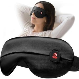 YFONG Cordless Heated Eye Mask for Dry Eyes, Warm Eye Compress for Stye, Blepharitis, Chalazion, MGD, Washable Heating Eye Mask for Sleeping, Travel, Office Nap, Perfect Light Blocking (Black)