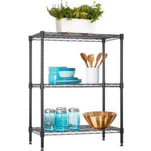 BestOffice 3-Shelf Adjustable Metal Storage Shelves Wire Shelving Unit Organizer Wire Rack 450Lbs Capacity for Small Places Kitchen Garage 23Lx13.2Wx30.2H,Black