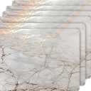 Dainty Home Rose Gold Marble Rectangle Cork Placemats - Heat Resistant, Non-Slip, Easy Clean - 12"x18" Set of 6 - Perfect for Stylish, Modern Homes