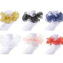 Dicry Girls Double Lace Socks Turn Cuff Big Ruffle for Infant Toddler and Kids M