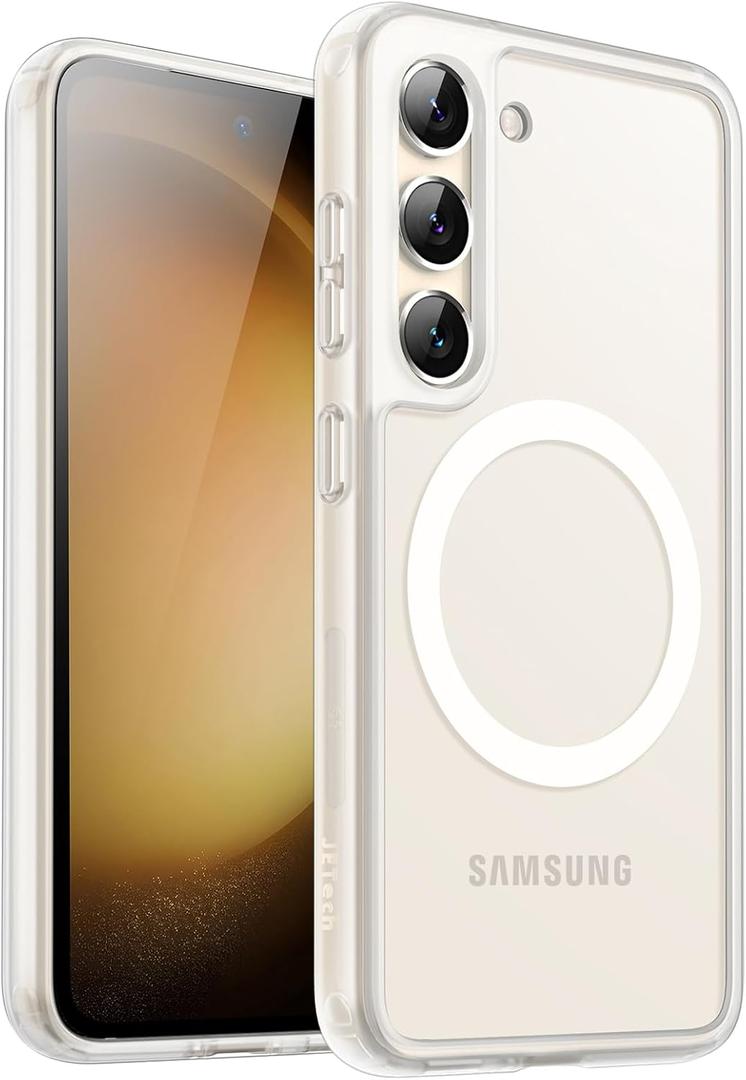 JETech Magnetic Case for Samsung Galaxy S23 5G 6.1-Inch, Compatible with MagSafe, Translucent Matte Back Shockproof Phone Cover (Frosted Clear)