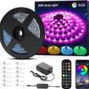 NOVOSTELLA 20ft RGB Smart LED Strip Lights Kit, Music Sync APP RGB Color Changing Flexible Dimmable 180 Units SMD 5050 LEDs Tape with 24 Key Remote, LED Ribbon for Home Lighting Kitchen Bar, 24V