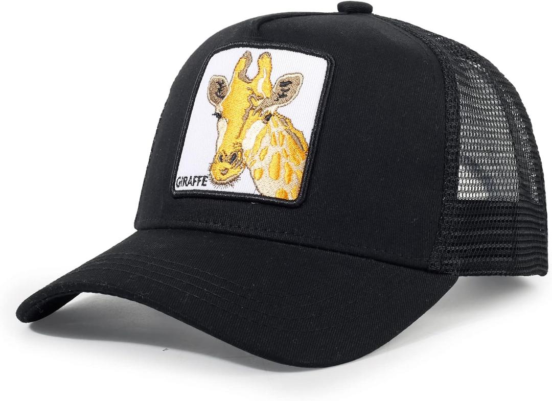 Trucker Hat Men Animal Snapback Hats Adjustable Embroidered Baseball Cap Mesh Breathable Square Patch Women Caps