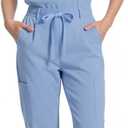 KUNGFU SCRUBS Women’s Scrub Set with 8 Pockets, Stretch V-Neck Scrub Top and Jogger Pants, Breathable Medical Uniforms for Nurses (Ceil Blue, XL)
