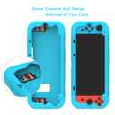 Teyomi Protective Silicone Case for Nintendo Switch, Grip Cover with Tempered Glass Screen Protector, 2 Storage Slots for Game Cards, Shock-Absorption & Anti-Scratch (Blue)