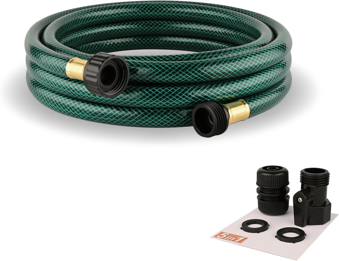 Garden Hose Short Extension for Watering  Leakproof and No Kink  1/2 Inch PVC Hose 10FT with Female and Male Fittings for Outdoor or Connection Use (Green) Garden Hose Short Extension for Watering  Leakproof and No Kink  1/2 Inch PVC Hose 10FT with Female and Male Fittings for Outdoor or Connection Use (Green)