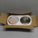 Elevated Cat Bowl, Raised Cat Food and Water Bowl Set for Indoor Cats, Splash Proof with 2 Stainless Steel Pet Food Bowls for Cats and Puppies, Whisker Fatigue and Dishwasher Safe - White