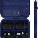 L LTGEM Medium Camera Case Compatible with Canon/Sony/Nikon DSLR Mirrorless Camera and Multiple Lens, Hard Travel Carrying Case with 3 Dividers and Shoulder Strap, Navy Blue