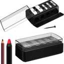 Honoson 2 Pcs 5 Hole Cosmetic Long Point Manual Pencil Sharpener with Plastic Lid Makeup Eyeliner Pencil Sharpener(Black)