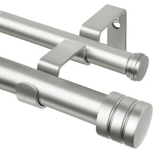 TONIAL 1 Inch Double Curtain Rods for Windows, 72 to 144 Inch, Silver