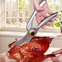 Multifunctional, Heavy-Duty, Large Kitchen Scissors with Non-Slip Handle and Auto Unlock Feature Ideal for Cutting Meat, Poultry, Roasts, Turkey, and Fish Essential Everyday Kitchen Tool.