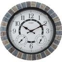 OCEST 18 Inch Large Outdoor Clock Waterproof Thermometer Hygrometer Combo Night Light Illuminated Wall Clocks Battery Operated Silent Non-Ticking Ideal Patio Clock for Garden Pool Porch Yard Garage