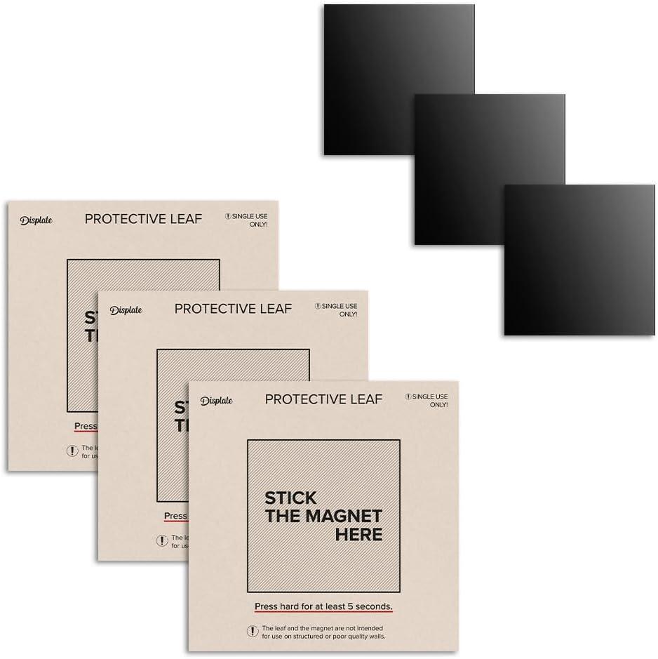 Displate Magnetic Wall Mount Kit for Hanging Pictures, 3-Pack Peel & Stick Wall Magnets with Safe Removable Adhesive Leaf - No Drill, Damage-Free Magnets for Wall Art, Metal Posters & Prints