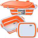 2-Pack XL Collapsible BBQ Prep Tub with Built-In Cutting Board, Lid & Strainer Marinate, Drain & Prep Large Food-Safe Container Perfect for Grilling, Smoking & Outdoor Cooking