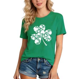GONOSEED 6Size Shirt+Earrings St Patricks Day Shirt Women St Patricks Day Outfits for Women Shamrock Earrings Accessories (XL)