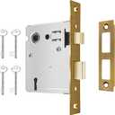 Mortise Lock Set Interior Door, Old Door Lock Replacement Parts, Antique Vintage Door Lock Hardware, Skeleton Keys and Reversible Latch, Mortise Lock Kit, Antique Brass Finish (1 Pack)