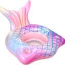 Premium Thickened Mermaid Pool Float for Kids & Adults - Large Inflatable Mermaid Tail Lounge Raft with Cup Holders, Backrest, Mesh Bottom and Handles Summer Water Fun Beach Party Swimming Pool Toys