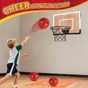 Indoor Basketball Hoop for Kids, Mini Basketball Hoops Over The Door and Wall Mount with Wooden Backboard, 3 Balls and Pump, Idea Toys Gifts for Kids and Adult