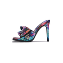 Cape Robbin Women's Stiletto Heel Mules - Square Open Toe Slip-On Ruched Heels (Iliana) - Animal Print Size 8.5