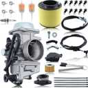 TRX350 Carburetor Carb Kit for Rancher 350 TRX350 Foreman 400 450 ATV 4 Wheeler Quad with Choke Throttle Cable Air Oil Filter (Intake Manifold Included)