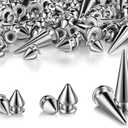 170 Pieces Multiple Sizes Cone Spikes Screwback Studs Rivets Large Medium Small Metal Tree Spikes Studs for Punk Style Clothing Accessories DIY Craft Decoration (Silver)