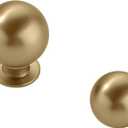 khtmeware 10 Pack 1 Inch Brushed Gold Cabinet Knobs Brushed Brass Small Ball Kitchen Cabinet Hardware Drawer Knobs Pulls for Drawers.