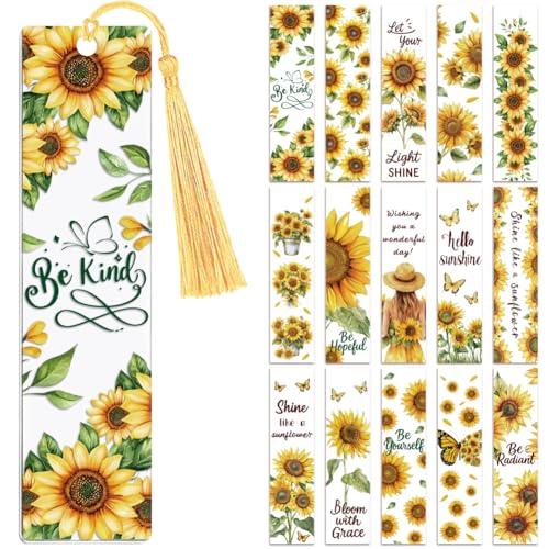 Peacoblue 30pcs UV DTF Bookmarks Transfer Stickers Wraps Sunflower Series for Women Men Reading, Waterproof Bookmarkers Decal(No Blank Bookmarks) for Acrylic Plastic Metal Blank Bookmark