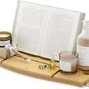 Umbra Aquala Bathtub Tray Extendable Caddy with Book Stand and Wine Glass Holder, Natural (71.1 x 21.6 x 3.8 cm)