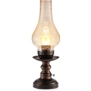 UMEXUS Vintage Rechargeable Cordless Table Lamp with Dimmer & Touch Control, Small Battery Powered Lights, Amber Hand-Blown Glass Retro Farmhouse Lamp for Bedroom, Living Room, Dining Table, Kitchen