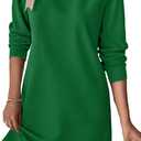 BLENCOT Womens Casual Pullover Sweatshirt Dress Crewneck Long Sleeve Trendy Fall Textured Solid Mini Dresses with Pockets (S)